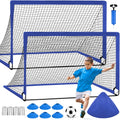 Portable Set of 2 Soccer Goals, 4X3Ft Folding Soccer Net for Backyard Training for Kids and Teens,Blue