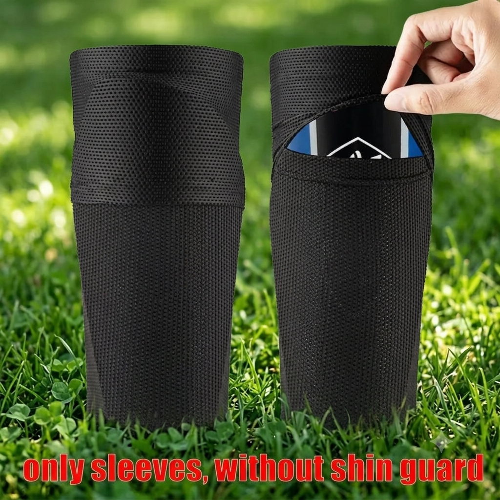 1Pair Soccer Shin Guard Football Crashproof Calf Protector Nylon Leg Sleeves Sock Shin Protector with Pocket Training Protection