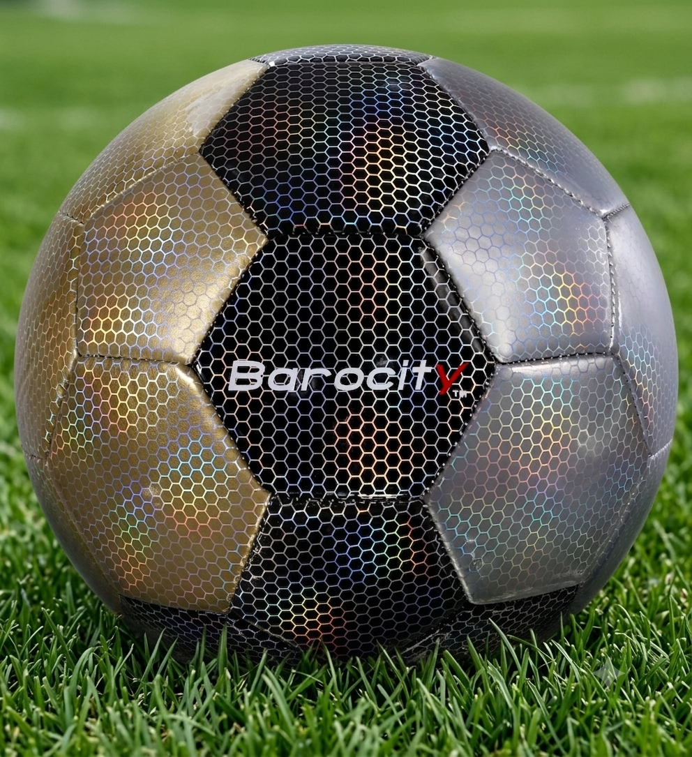 Barocity Mix Silver, Black, Gold Soccer Ball- Premium Size 3 with Reflective Iridescent Rainbow Hex Pattern, Boys and Girls, Kids for Indoor and Outdoor Playtime