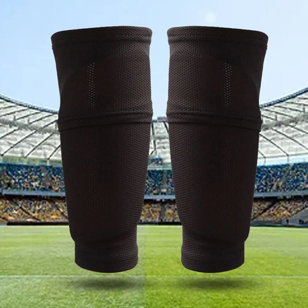 1Pair Soccer Shin Guard Football Crashproof Calf Protector Nylon Leg Sleeves Sock Shin Protector with Pocket Training Protection